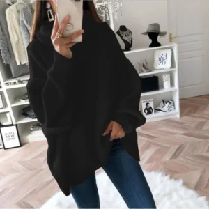 Sweter z golfem oversize ciepły gruby damski jesienno-zimowy Czarny