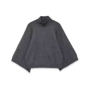 Sweter z golfem i szerokimi rękawami w stylu Y2K Ciemnoszary