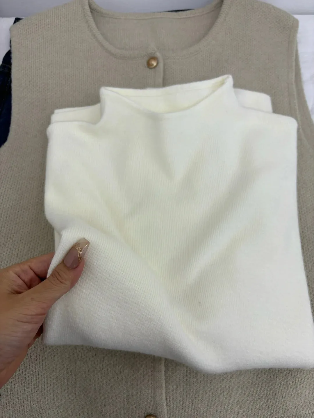 Damski sweter golf vintage z długim rękawem casualowy Zielony