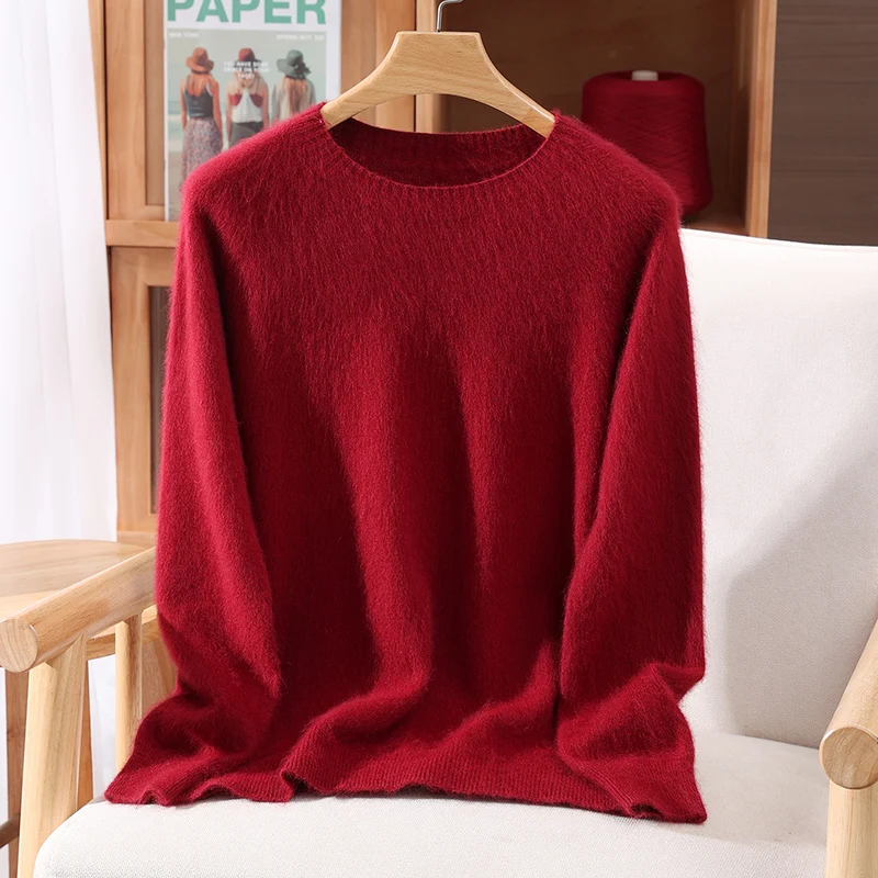 Damski sweter kaszmirowywyjątkowo miękki, bazowy model Czerwony