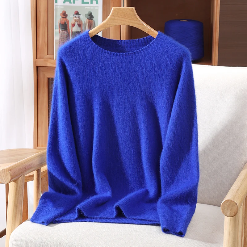 Damski sweter kaszmirowywyjątkowo miękki, bazowy model Niebieski