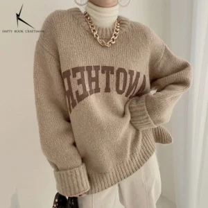 Sweter oversize w pastelowych kolorach candy do pracy i na co dzień Khaki