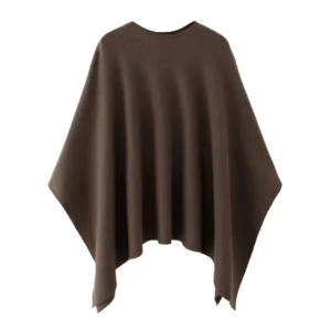 Sweter oversize z pelerynowym rękawem i okrągłym dekoltem Brązowy