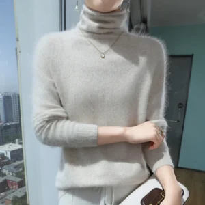Sweter turtleneck z czystego kaszmiru norki luźny duże rozmiary Kolba