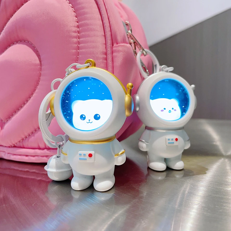 Świecący brelok astronauta kot - zawieszka do torby Różowy