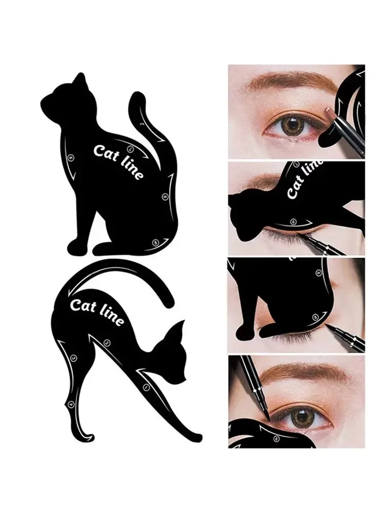 Szablon cat eye do eyelinera 2-częściowy prowadnica do makijażu Biały