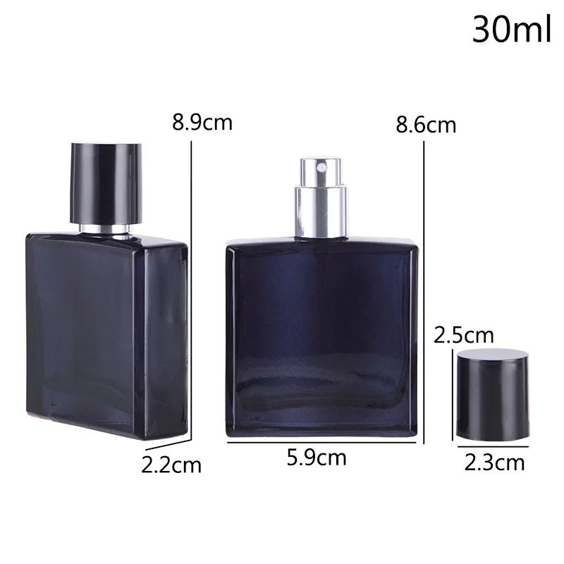 Szklana butelka do perfum 30ml lub 50ml z atomizerem – granatowa Jasnoszary