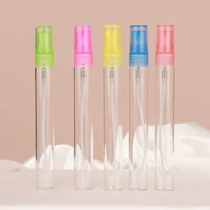 Szklana mini butelka na perfumy 5ml i 10ml z atomizerem podróżna Jasnoszary