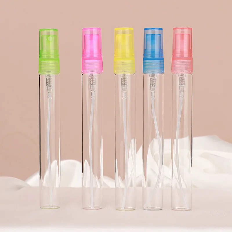 Szklana mini butelka na perfumy 5ml i 10ml z atomizerem podróżna Jasnoszary