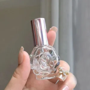 Szklany flakon na perfumy 10 ml w kształcie róży z atomizerem Jasnożółty