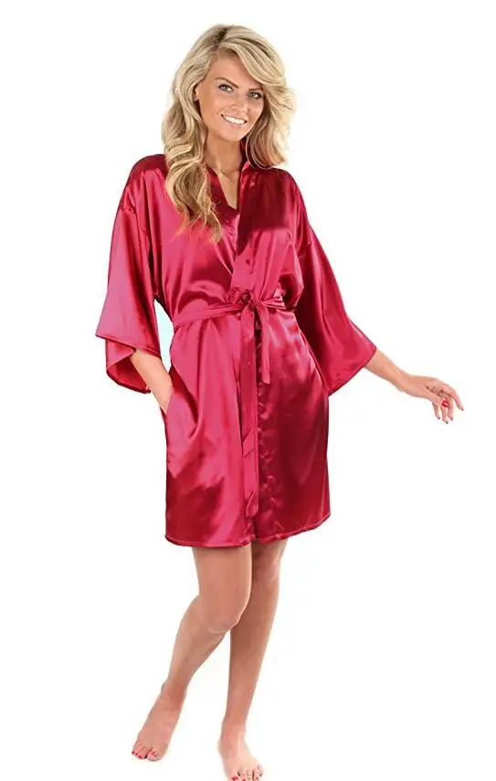 Szlafrok kimono ze sztucznego jedwabiu Armijna zieleń