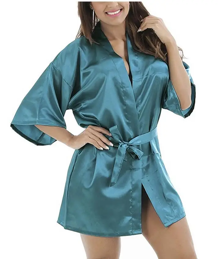 Szlafrok kimono ze sztucznego jedwabiu Ciemnoszary
