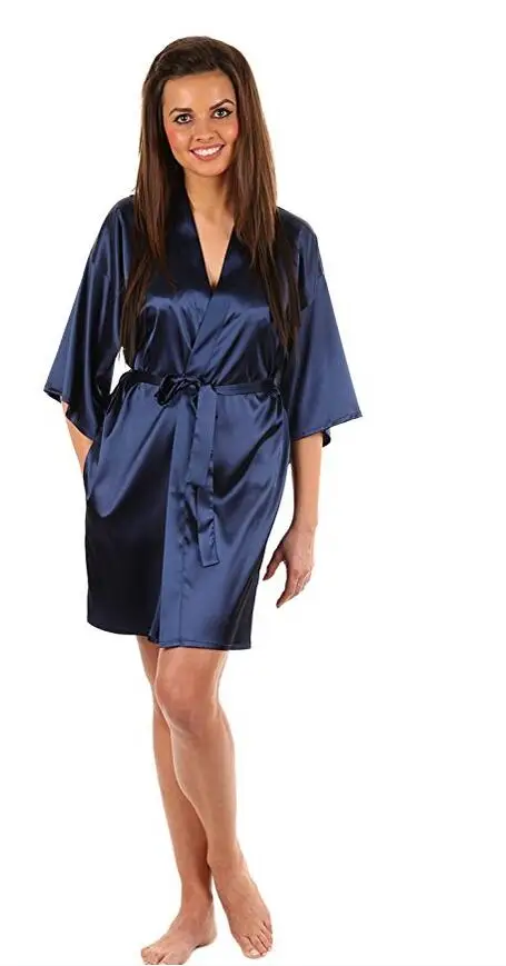 Szlafrok kimono ze sztucznego jedwabiu Szary