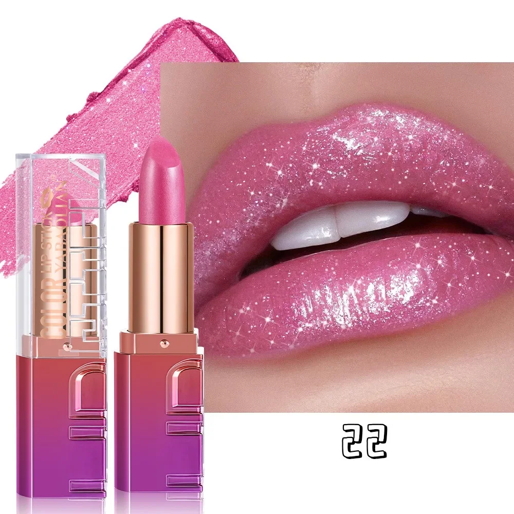 Szminka z brokatem złotym — metaliczny pigment, luksusowy blask Pomarańczowy