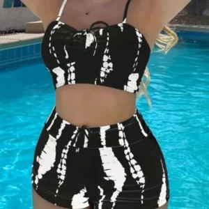 Szorty bikini ze sznurkiem wysoki stan damski strój plażowy Szary