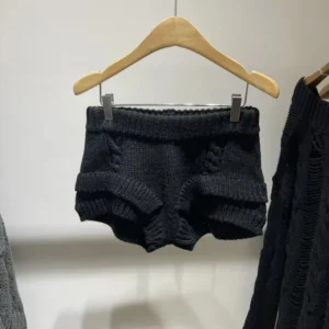 Szorty damskie z dzianiny Y2k streetwear mini spodenki Czarny