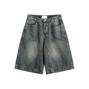 Szorty jeansowe baggy Y2K vintage szerokie nogawki Beżowy