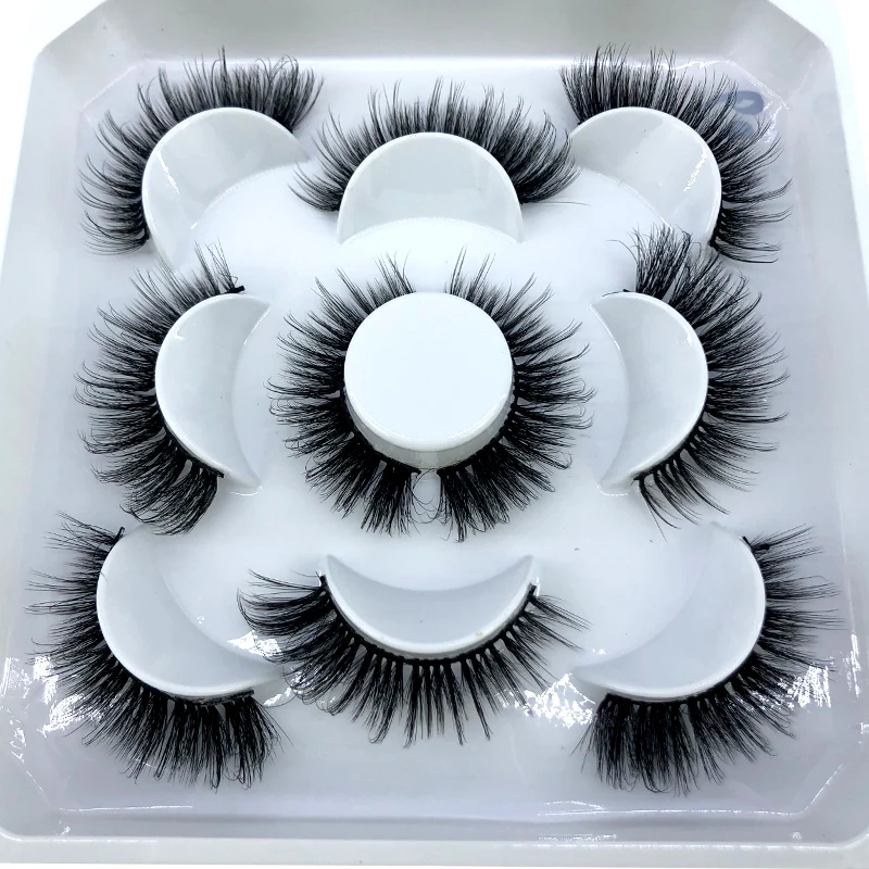 Sztuczne rzęsy 3D z norek naturalne 8-25mm zestaw 5 par Nieba niebieski
