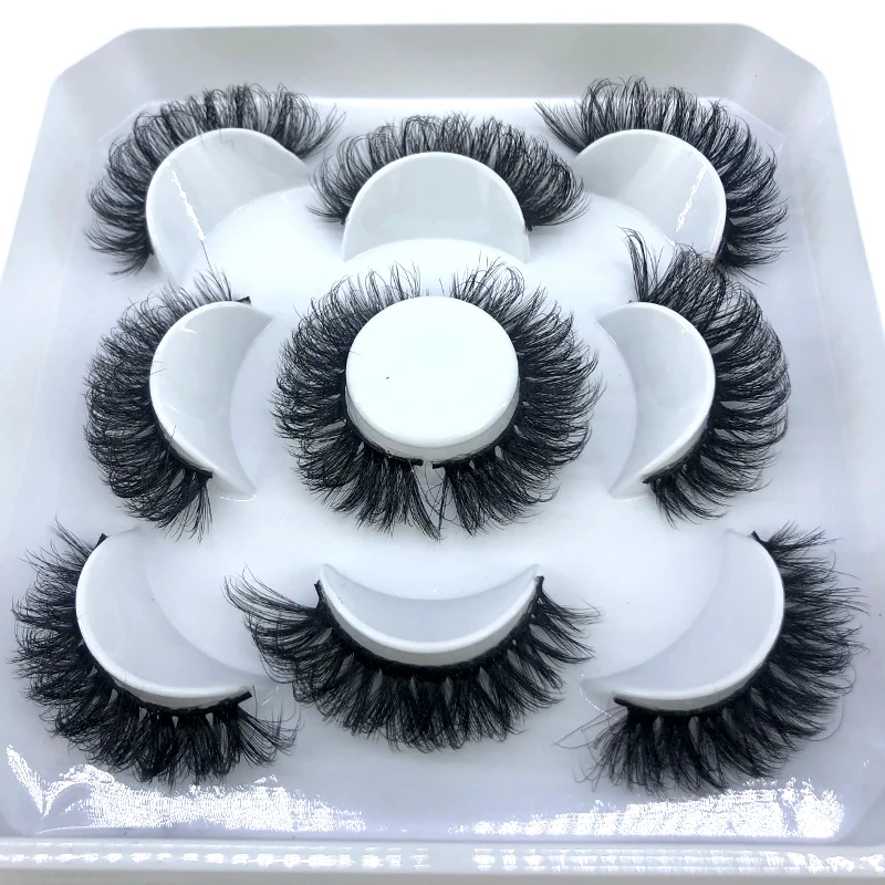Sztuczne rzęsy 3D z norek naturalne 8-25mm zestaw 5 par Niebieski