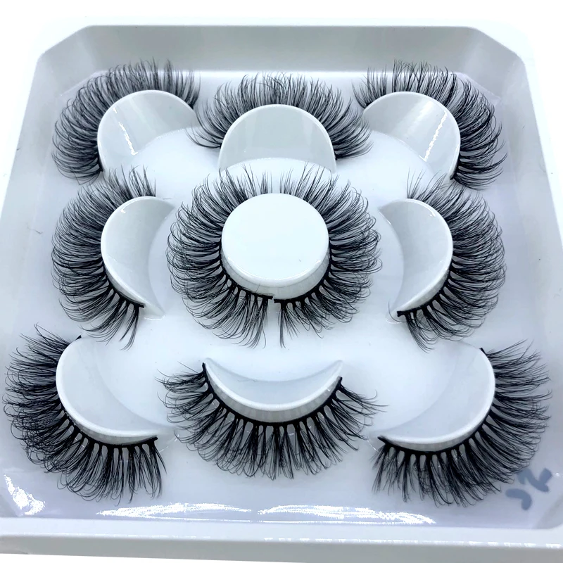 Sztuczne rzęsy 3D z norek naturalne 8-25mm zestaw 5 par Różowe złoto