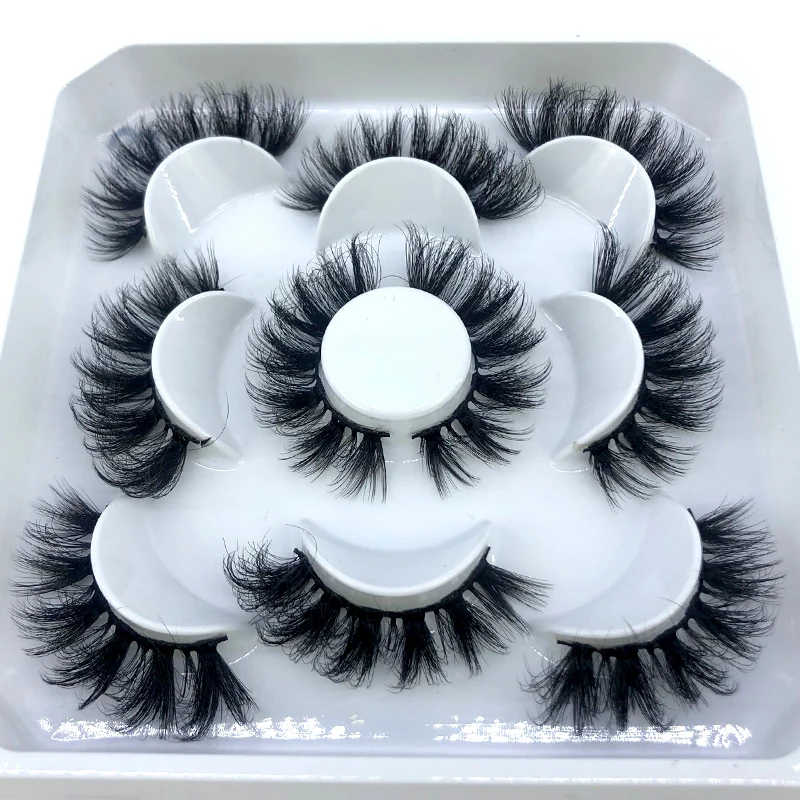 Sztuczne rzęsy 3D z norek naturalne 8-25mm zestaw 5 par Srebrny