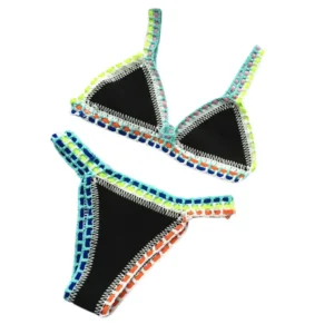 Szydełkowe bikini patchworkowe ręcznie robione — zestaw 2 sztuki Czerwony