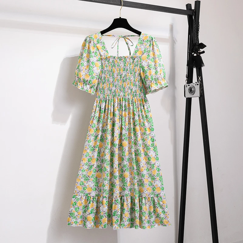Szyfonowa sukienka midi plisowana w stylu boho Beżowy
