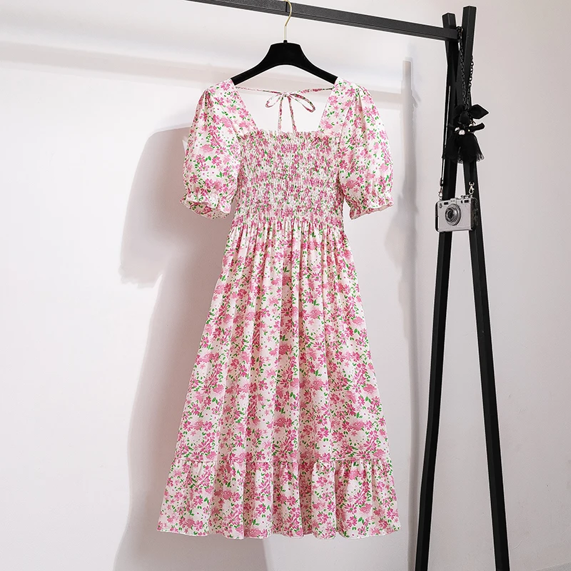 Szyfonowa sukienka midi plisowana w stylu boho Brązowy