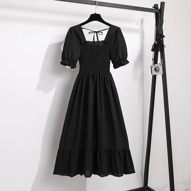 Szyfonowa sukienka midi plisowana w stylu boho Czarny