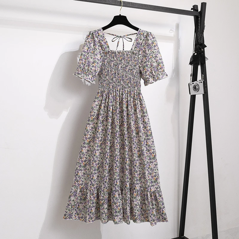 Szyfonowa sukienka midi plisowana w stylu boho Fioletowy