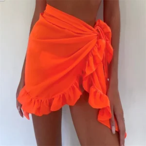 Szyfonowe pareo plażowe - narzutka na bikini Pomarańczowy