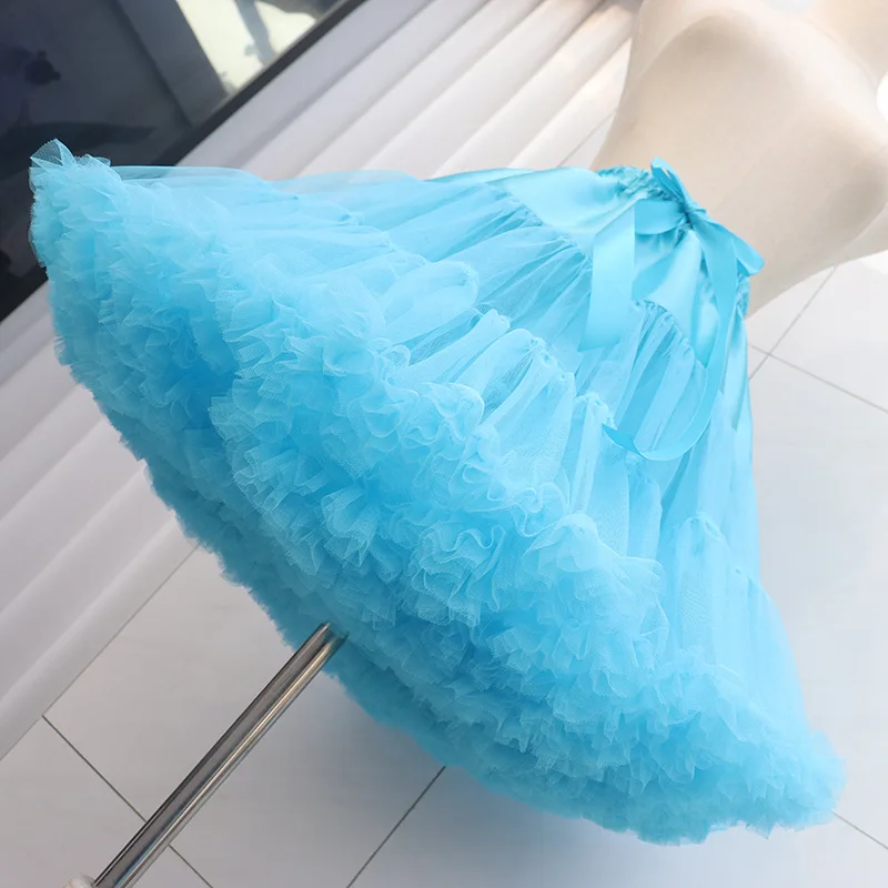 Tiulowa halka spódnica tutu 40 cm bufiasty podkoszulek Błękitny