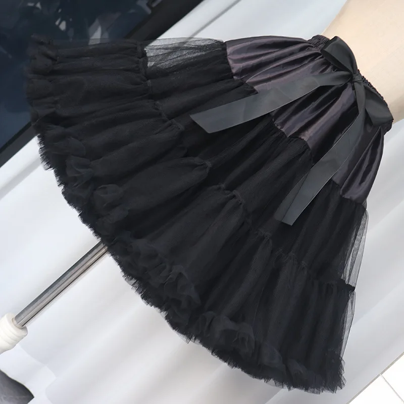 Tiulowa halka spódnica tutu 40 cm bufiasty podkoszulek Czarny