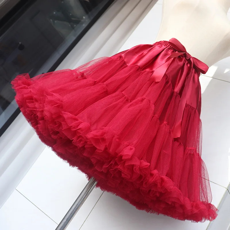Tiulowa halka spódnica tutu 40 cm bufiasty podkoszulek Kolor czerwonego wina