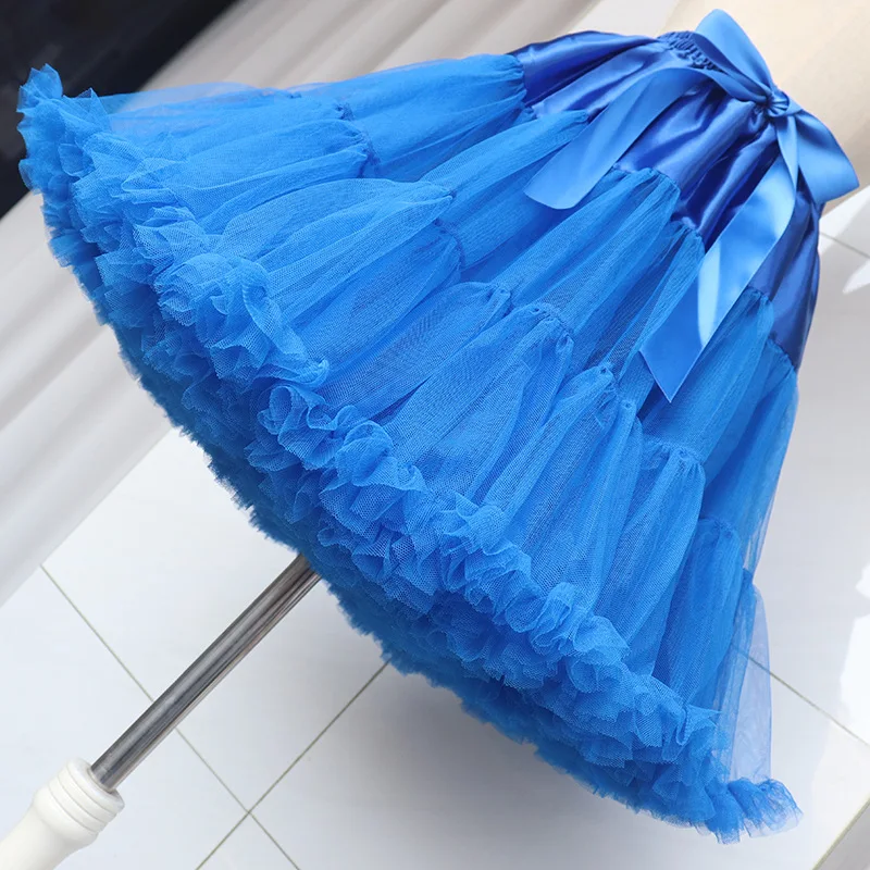 Tiulowa halka spódnica tutu 40 cm bufiasty podkoszulek Niebieski