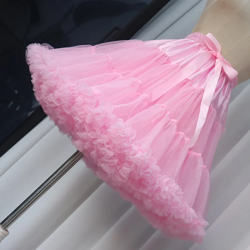 Tiulowa halka spódnica tutu 40 cm bufiasty podkoszulek Różowy