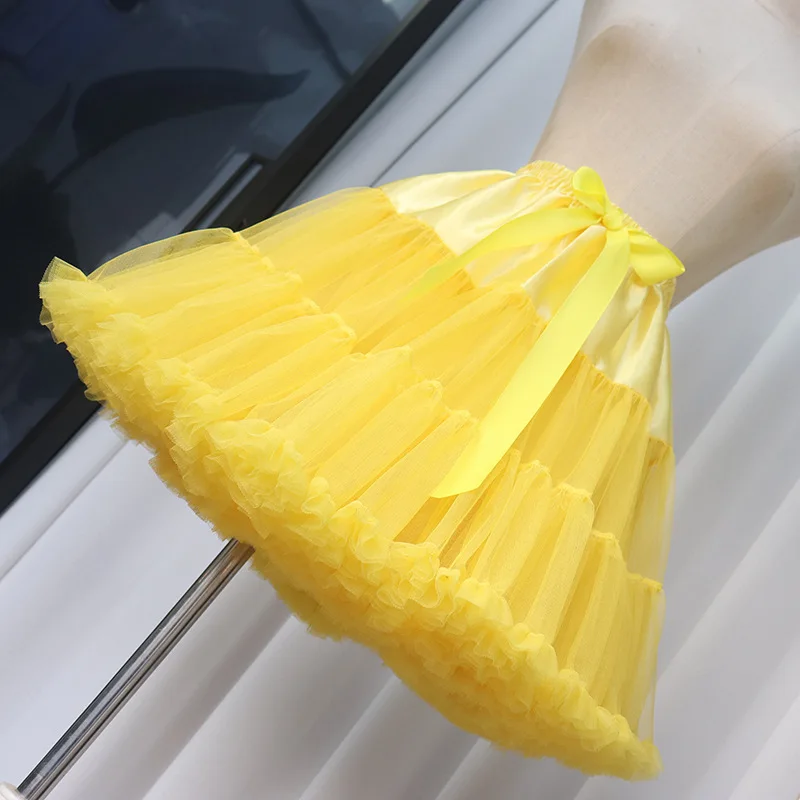 Tiulowa halka spódnica tutu 40 cm bufiasty podkoszulek żółty