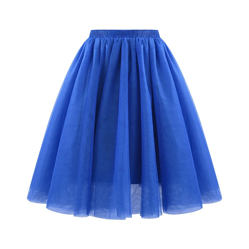 Tiulowa spódnica Rockabilly w stylu lat 50. — 3 warstwy Niebieski