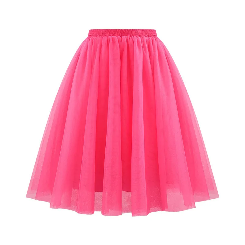 Tiulowa spódnica Rockabilly w stylu lat 50. — 3 warstwy Amarantowy