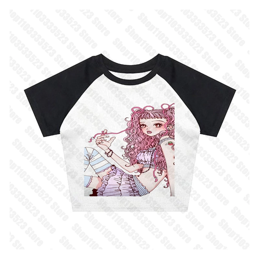 Top crop gothic Harajuku damski Y2K Turkusowy