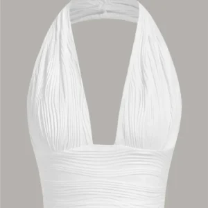 Top halter z odkrytymi plecami — styl Y2K Biały