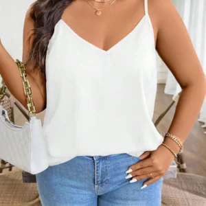 Top na ramiączkach plus size Biały