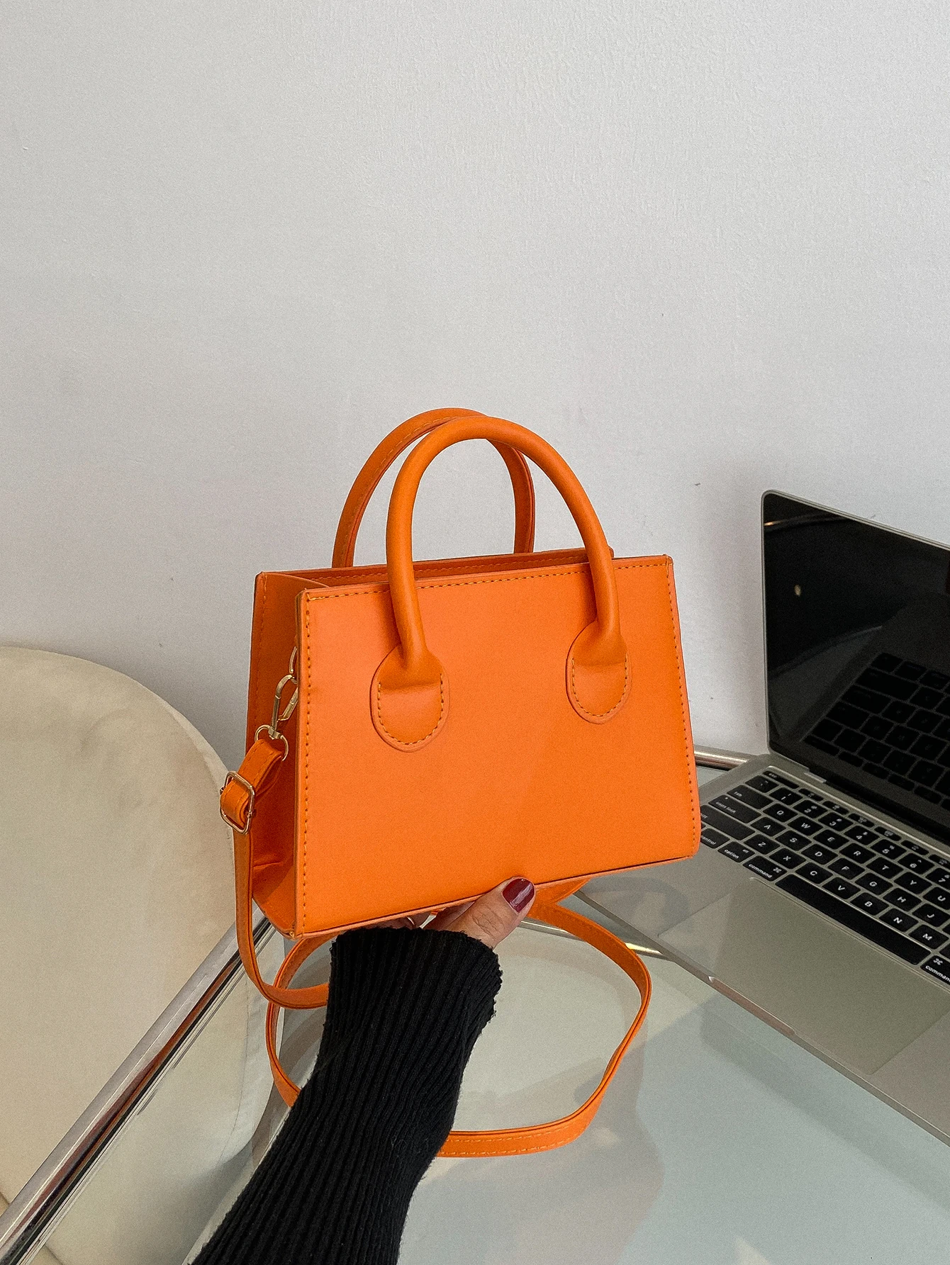 Torebka shopper z ekoskóry — luksusowy tote na co dzień Pomarańczowy