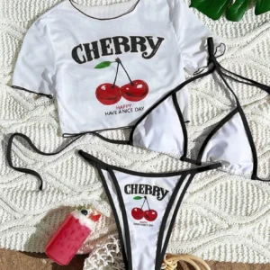 Trzyczęściowe bikini z topem z siateczki i rozcięciem Czarny