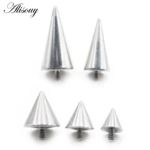 Tytanowy kolczyk labret ze stożkowym kolcem — piercing DIY Różowy