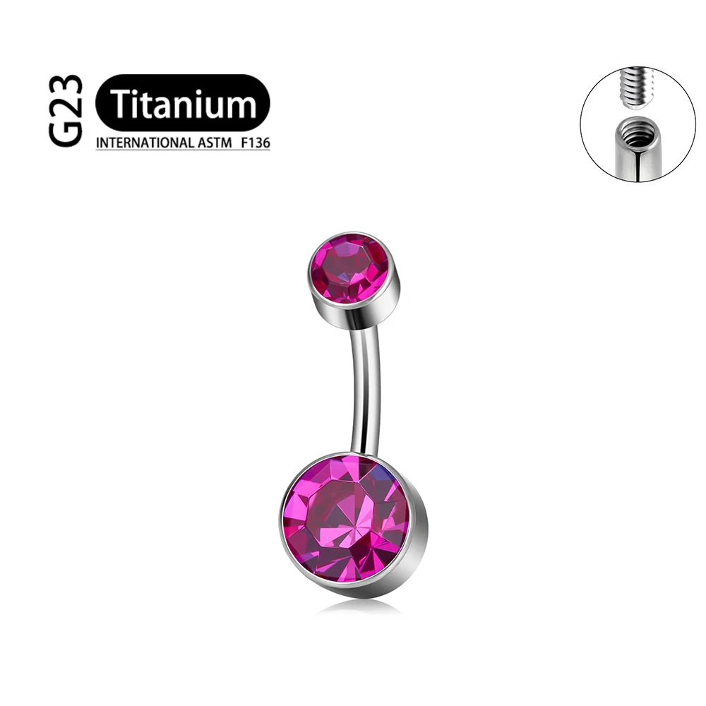 Tytanowy piercing do pępka G23 z lustrzanym połyskiem 14G Niebieski ocynkowany