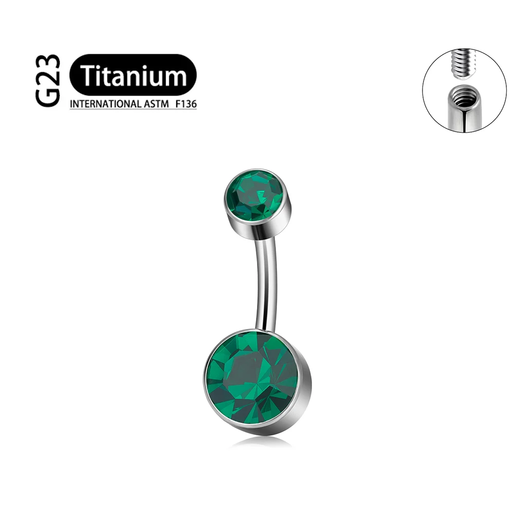Tytanowy piercing do pępka G23 z lustrzanym połyskiem 14G Posrebrzane