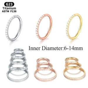 Tytanowy piercing septum clicker segment chrząstka CZ 6-14mm Różowy