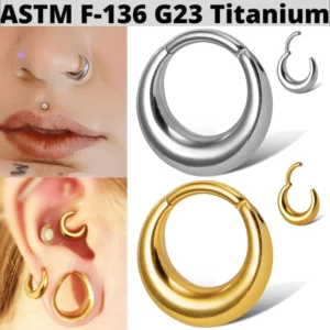 Tytanowy pierścień do przegrody i chrząstki ucha G23 — hoop helix tragus Biały
