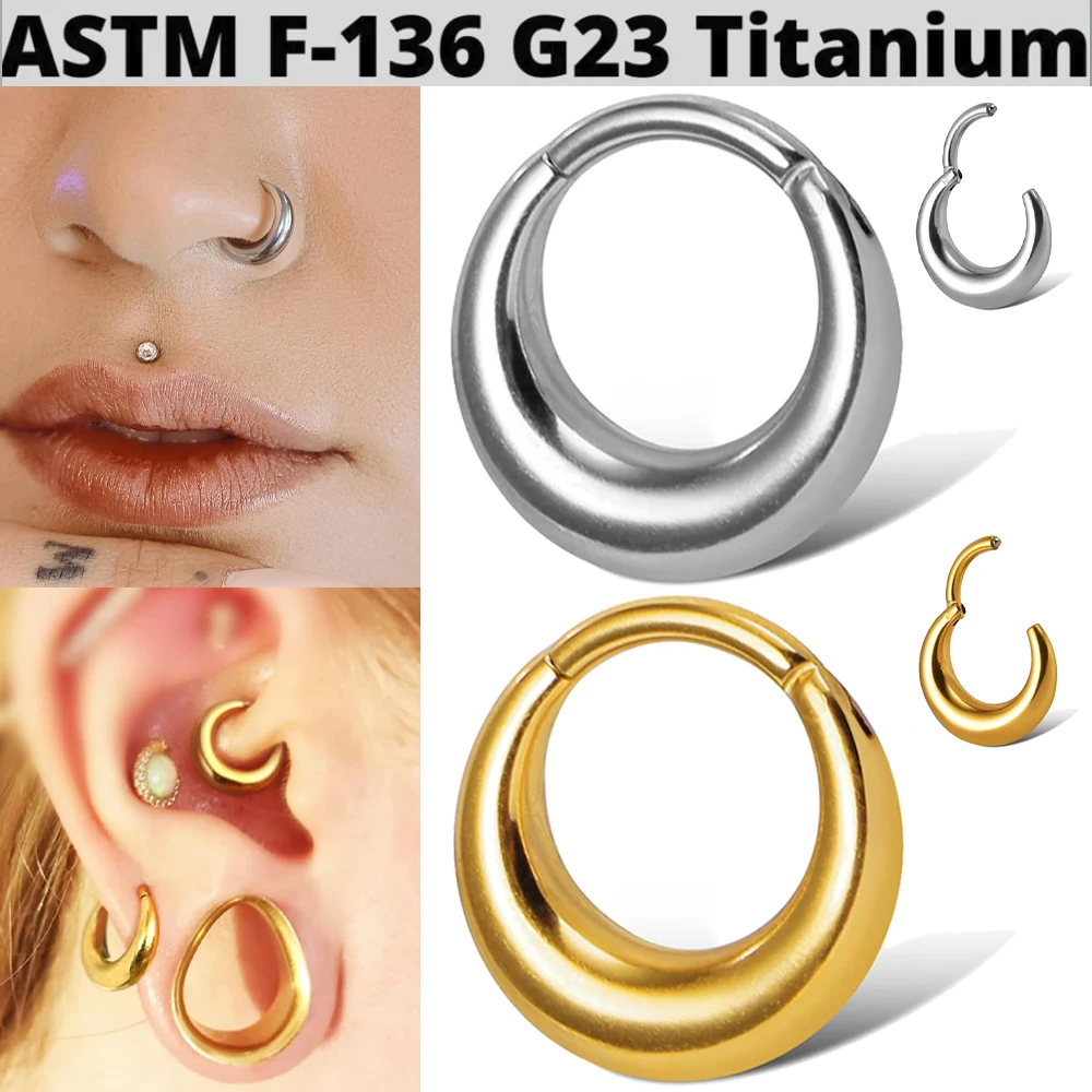 Tytanowy pierścień do przegrody i chrząstki ucha G23 — hoop helix tragus Biały
